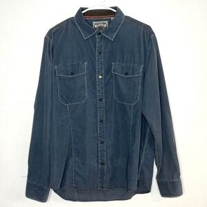 Jeremiah Long Sleeve Fine Corduroy Snap Close Shirt L Blue Outdoor Chore‎ Casual